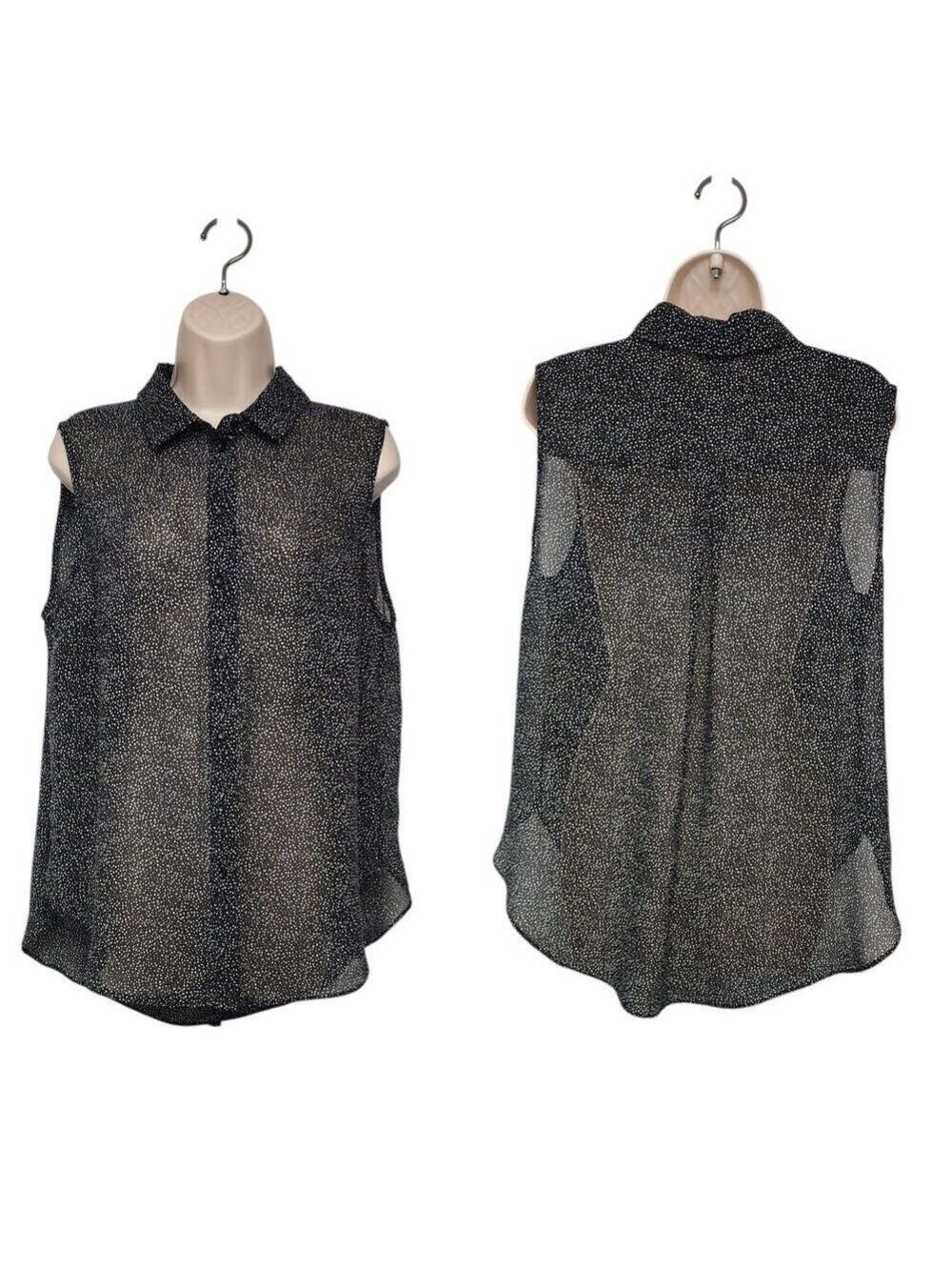 H&M Women's Spotted Sheer Sleeveless Tunic Blouse Size 12